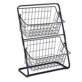 Fruteira de Mesa Metal 2 Andares Camada Dupla Organizador