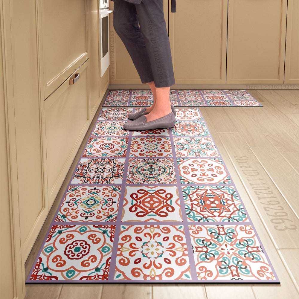 Tapete de Cozinha Estilo Azulejo – Antiderrapante, Impermeável e Fácil de Limpar